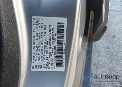 2006 Honda Cr-V Ex from USA, damaged, VIN JHLRD78846C058833